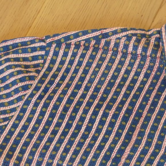 Anokhi Horizontal Striped & Polka Dot Medium Short Sleeve Button Down Shirt - Picture 4 of 6